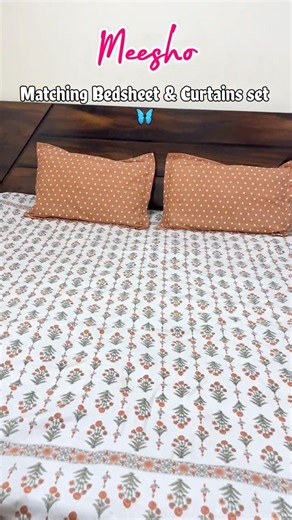Matching bedseet or curtain set vo bhi meesho se #cotton #bedsheets
