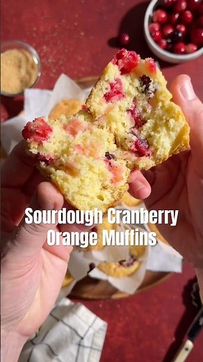 Sourdough Cranberry Orange Muffins #holidaytreats #bakingrecipes #muffins #muffinrecipe