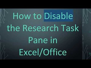 How to Disable the Research Task Pane in Excel/Office