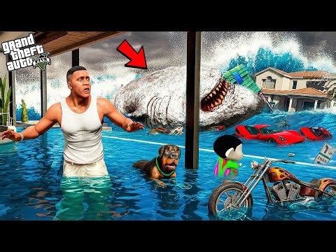 Franklin Escaped the Biggest Tsunami but Lost Shinchan & Chop 🌊😭 | GTA 5