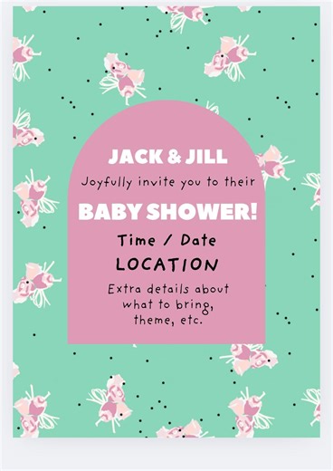 Rose Bouquets Baby Shower Invitation | Canva Editable Template | Hand Drawn Design - Etsy