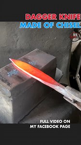 30K views · 68 reactions | Forging a dagger knife from a steel chisel, finished with a polished brass handle that steals the spotlight. Sparks fly in the workshop as grinding, shaping, and assembly come together in a dynamic flow. Meanwhile in the Garage captures the shine, the sound, and the soul of craftsmanship. #MeanwhileInTheGarage #DaggerKnife #Forging #BrassHandle #Metalworking #KnifeMaking #Handcrafted #WorkshopVibes #DIY | Meanwhile In the Garage | Facebook