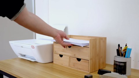 Bamboo Desk Organizer with Drawers, Countertop Organizer with Drawers Makeup Storage Drawer 2 Drawers Tabletop Storage Organization Box Home Office Workspace Bathroom Toiletries Supplies