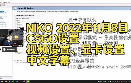 NIKO 2022年11月8日CSGO设置（视频设置、显卡设置）中文字幕