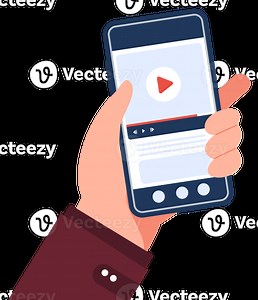Hand holding phone with video or audio.Video window interface .Media player screen .Social network.