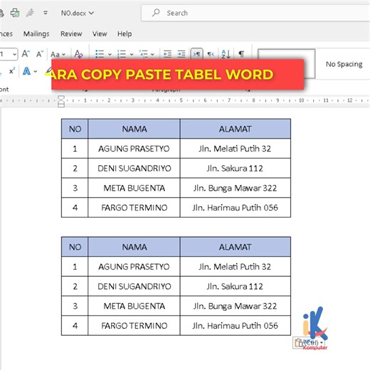 10K views · 138 reactions | CARA COPY PASTE TABEL MICROSOFT WORD | Info Komputer | Facebook