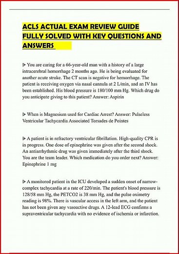 Acls Actual Exam Review Guide Fully Solved With Key Question video