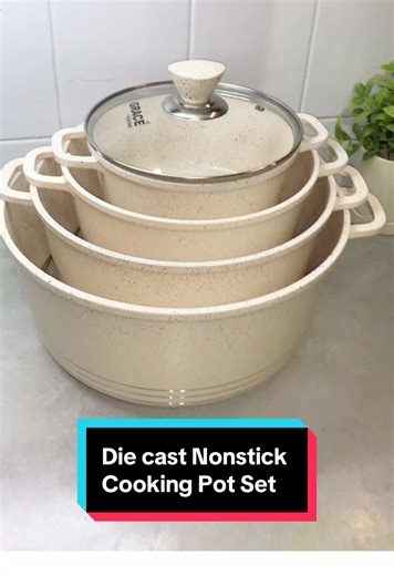 Die-Cast Nonstick Cooking Pot Set with Glass Lid