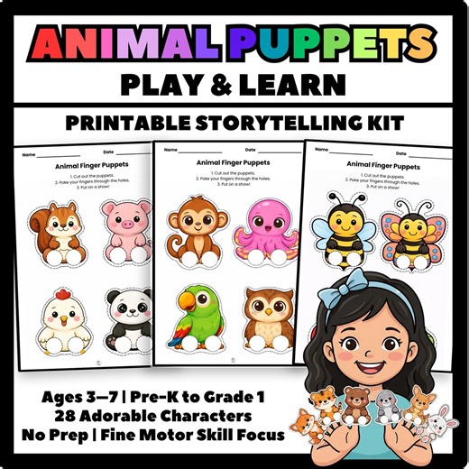 Printable Animal Finger Puppets | Preschool Storytelling & Fine Motor Skills (PDF File) - Etsy Australia