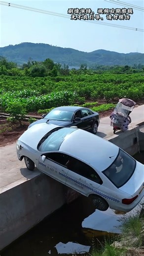 Failed To Pass Another Car On A Narrow Road! It Flipped Into A Ditch#automobile #funny