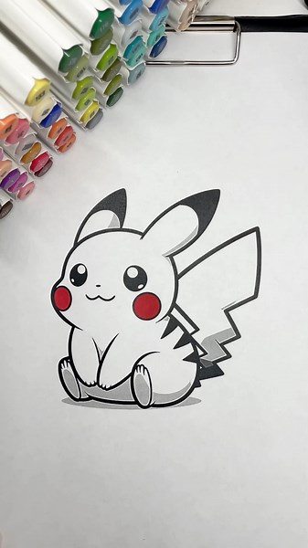 REVERSE Coloring Pikachu ⚡️ #pikachu #reversecoloring #coloringtime #markers #kidsart