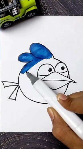 Angry Birds Blue Bird Drawing Tutorial For Kids 🐦🎯| Easy Cartoon Style Drawing for Kids