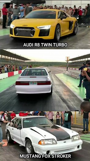 Arrancones autodromo culiacan #foxbodymustang #mustang #ford #dragrace #audir8 #twinturbo #nitro