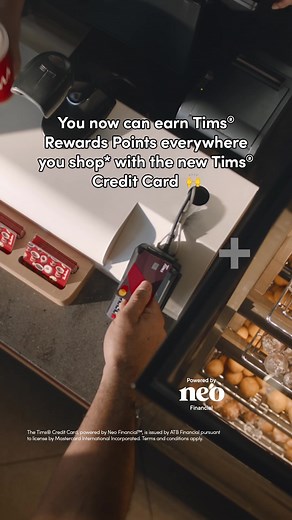 Say hello to the new Tims® Credit Card – the ultimate way to earn Tims Rewards Points, all day, every day!