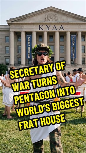 Secretary of War turns Pentagon into the world’s biggest frat house #satire #petehegseth #politicalsatire