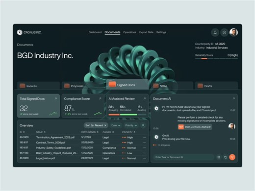 AI Document Management Dashboard UI