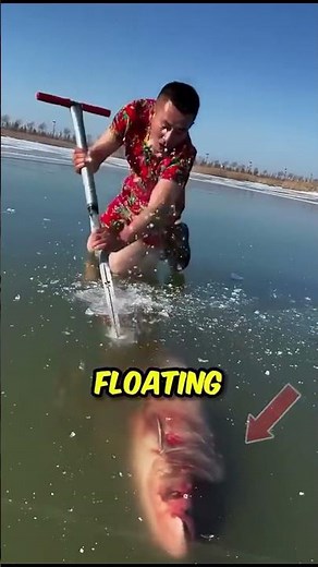 People Risk Their Lives to Pull Frozen Fish from Ice 😱🐟