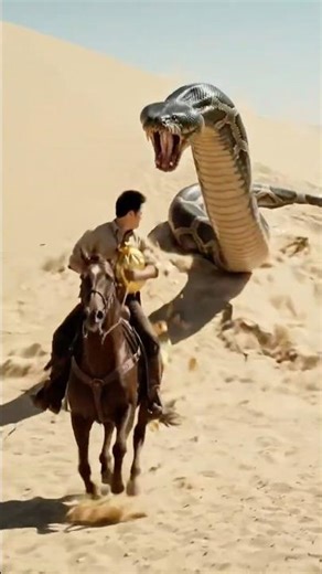 Desert Escape: Man vs. Giant Python 😱😱#short #viralshorts