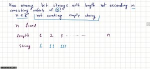 SOLVED:How many bit strings with length not exceeding n, where n is a positive integer, consist entirely of 1s, not counting the empty string?
