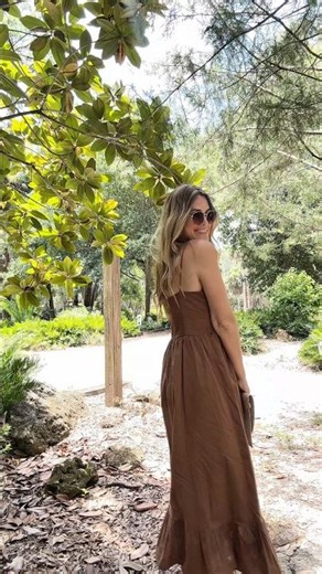 Brown Midi Dress Summer Outfit Casual & Chic Style Idea | Affordable Fashion Find