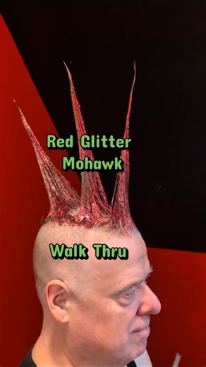 Red Glitter Mohawk (Liberty Spikes) Walk Thru. #goth #punk #hairtutorial #mohawk #gothaesthetic
