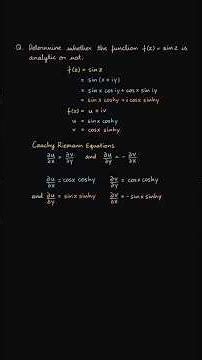 Cauchy–Riemann Equations: Proving sin(z) is Analytic