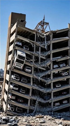 Old parking garage collapses — cars crushed under tons of concrete!