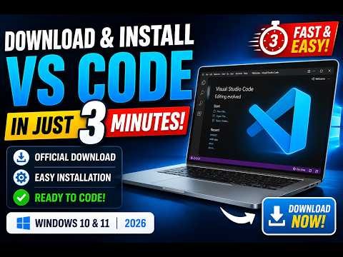 Download & Install VS Code in Just 3 Minutes! (Windows 10 & 11 | 2026)