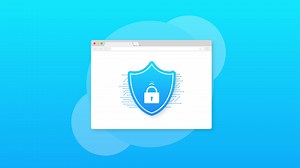 VPN flat blue secure label on white background. Motion graphics.