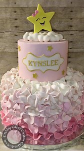 Soooo many ruffles! But I love the technique💜 Pics to come soon. **Remember to ask about custom toppers** | Crabby Cakes Custom Cakes & More