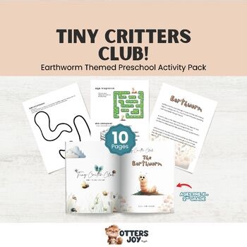 Earthworm Preschool Learning Pack Printable: 10 Page Toddler Worksheets, Home