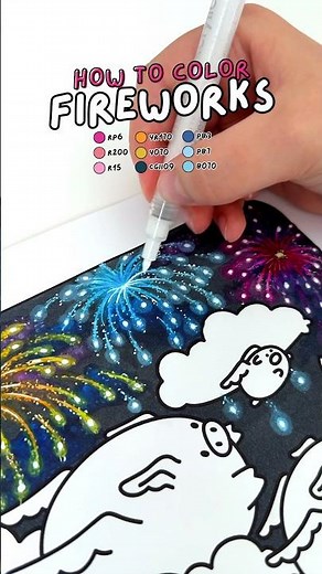 How to Color Fireworks 🎆 Step by Step Coloring Tutorial #coloringbook #coloring #coloringtutorial