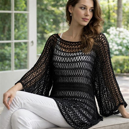 Handmade Crochet Mesh Tunic Pattern – Digital Download PDF – Boho Beach Cover up Top – DIY Lace Summer Blouse - Etsy