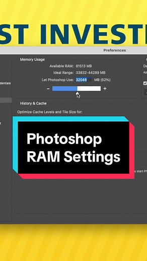 Adobe Photoshop is taking up 70% of your RAM. This is making your entire computer run slow and not allowing you to get more work done. There’s no need for any software to be taking up that amount of ram, especially Photoshop. To help get your computer running faster while at the same time reigning in the RAM usage there is only one setting to change. In Photoshop click on settings, under general select performance. This will open up the memory usage section and you can adjust the allotted memory
