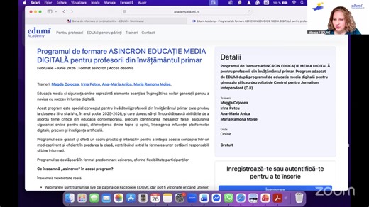 Webinar 1 „Surse de informare, conținuturi și canale de comunicare pe Internet” - 26.02.2026 | Asociația Europeană a Profesioniștilor din Educație EDUMI