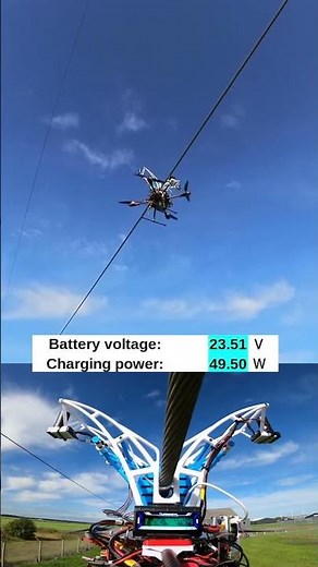 Drone recarrega em linhas de energia