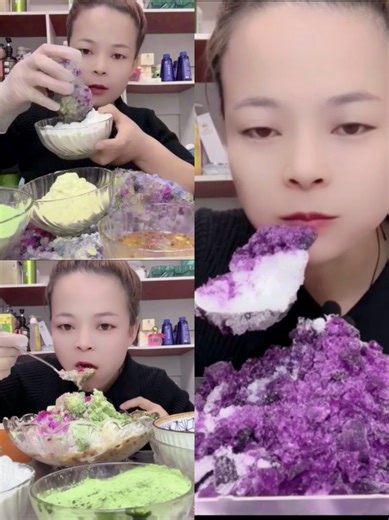Colorful Crunchy Shaved Ice Eating Compilation