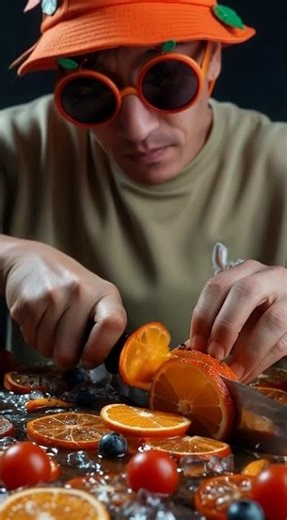 “오렌지가 잘라졌다?! 시트러스 터지는 과일 ASMR 🍊🔪✨”