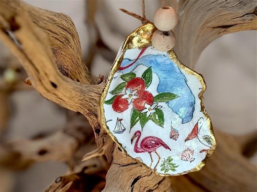 Oyster Shell Jewelry Dish | Coastal Ring Holder | Nautical Decor | Trinket Dish | Hanging Ornament - Etsy