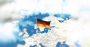 Germany Map And Flag With Clouds