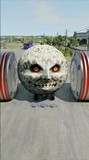 Colourful Long Capsule Buses vs Hydraulic Crush - BeamNG.drive #shorts #beamngdrive #bus