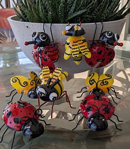 Cute Metal Bumble Bees and Ladybugs Embellished With Rhinestones to Add More Sparkle to Your Plant Pots, - Etsy