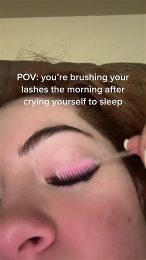 Eyelash Brushing POV: Morning After Crying | Lash Care Tips