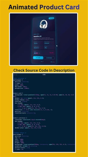 Modern Product Card UI Animation 🔥 | HTML CSS JavaScript Interactive Card