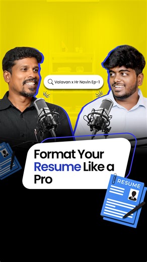 P Valavan on Instagram: "Resume Format Secrets HRs Actually Notice! 👀 | Valavan x HR Navin In this episode, Valavan & HR Navin reveal how to format your resume like a pro — the exact tips HRs look for when shortlisting candidates. ✅ Learn how to make your resume stand out ✅ Avoid common formatting mistakes ✅ Get insider advice from an HR expert himself #ResumeTips #JobSeekers #CareerGrowth #ResumeDesign #InterviewTips #JobHunt #HRInsights #CareerAdvice #ProfessionalGrowth #ResumeBuilding #HRPod