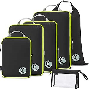 Cipway Compression Packing Cubes, Ultralight Luggage Organizer Bags with Laundry Bags and Clear Toiletries Bag, Travel Essentials for Carry on Suitcase (6 Piece,Black)