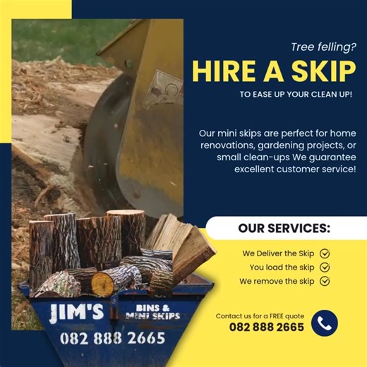 🏡 Doing a Renovation at Home? Got a mess piling up? Let Jim’s Bin take care of the waste while you focus on the transformation! 🛠️✨ From small clean-ups to major makeovers, we’ve got the right skip bin for the job — delivered fast and picked up when you’re done. 📞 Need a skip? Call Jim’s Bin today 082 888 2665. #JimsBin #SkipBinHire #HomeRenovation | Jims Bins & Mini Skips