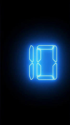 10 Second Countdown Timer with Ticking Beep sound and Alarm Digital Clock neon glowing number
