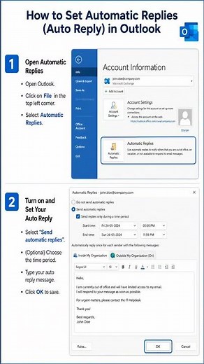 Outlook Auto Reply Setup 📧Enable automatic replies quickly and stay updated anytime! 🚀