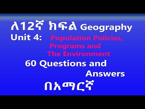 Grade 12 Geography unit 4 Population Policies, Programs, and the Environment